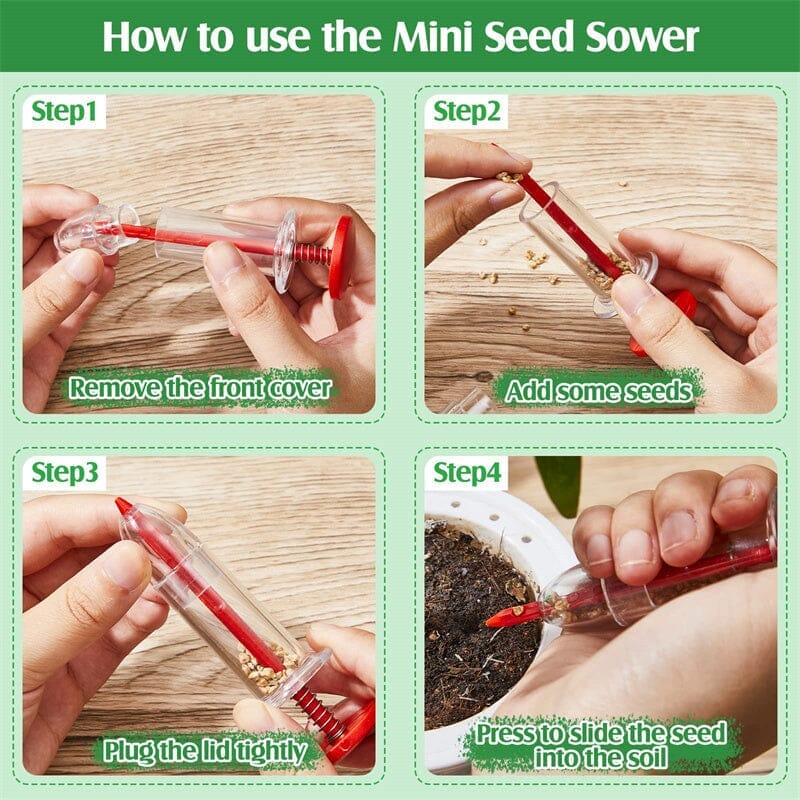 Ergonomic Plant Seed Injector for Precise Sowing in Garden and Raised Beds, Set of Two