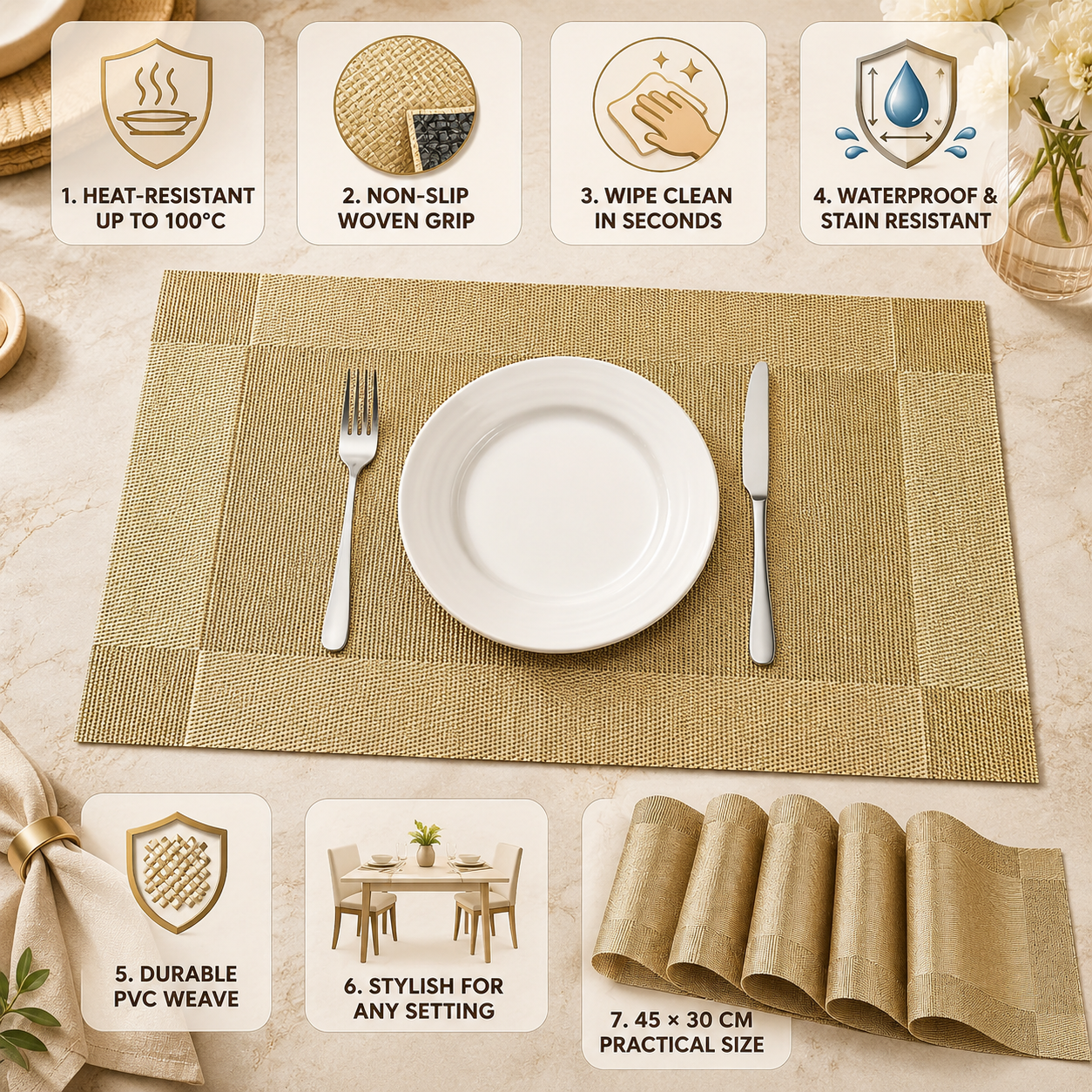 Heat-Resistant PVC Placemats