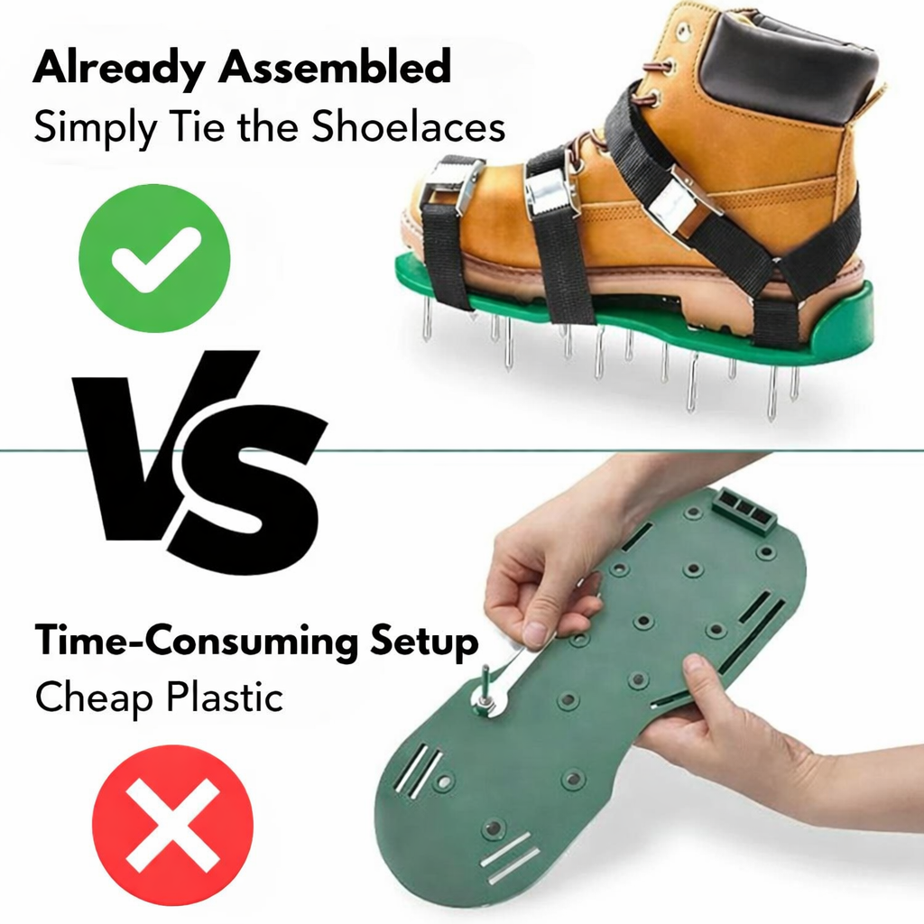 Lawn Aerator Shoes with Metal Spikes | Adjustable Straps for Walking Soil Aeration