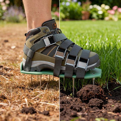 Lawn Aerator Shoes with Metal Spikes | Adjustable Straps for Walking Soil Aeration
