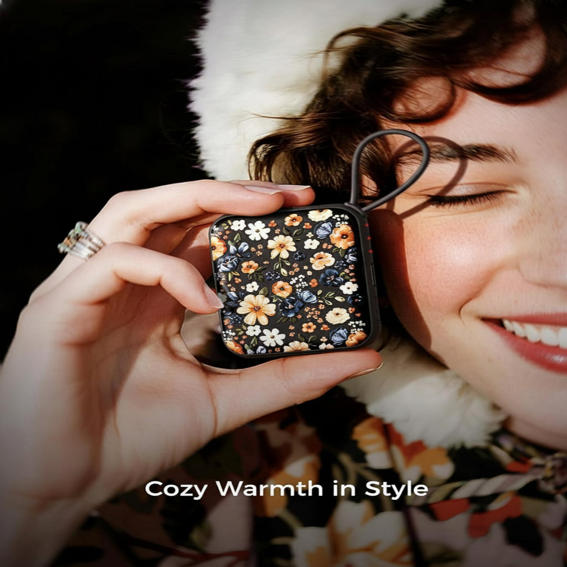 Rechargeable Electric Hand Warmer with 3 Heat Levels, Floral Design & Up to 7 Hours Warmth