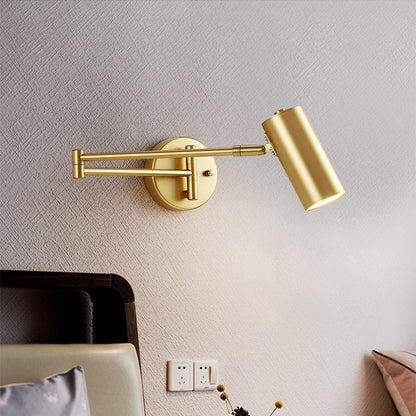Modern LED Wall Light with Adjustable Swing Arm and Touch Switch, Iron Bedside Lamp, Black or Gold