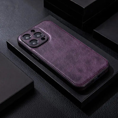 Genuine Leather iPhone Case with Shockproof Protective Core, Slim Profile and Comfortable Grip