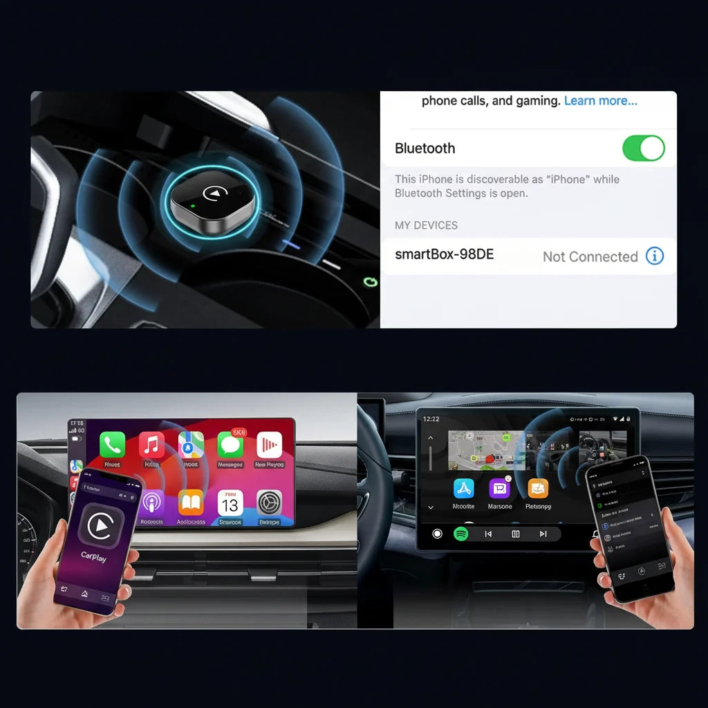 Wireless CarPlay & Android Auto Adapter, Plug and Play USB-C Dongle with Bluetooth 5.0 & WiFi