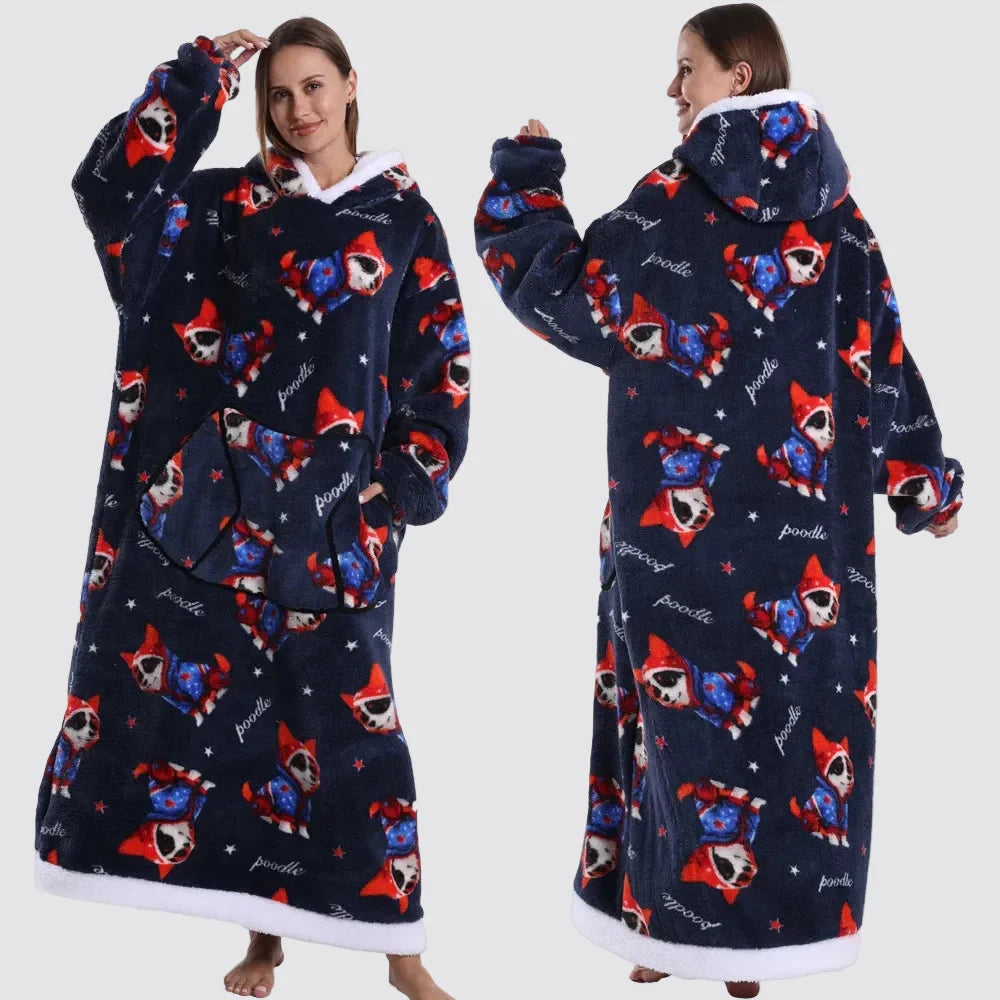 Oversized Blanket Hoodie - Wearable Hooded Blanket for Adults, Full Coverage Fit