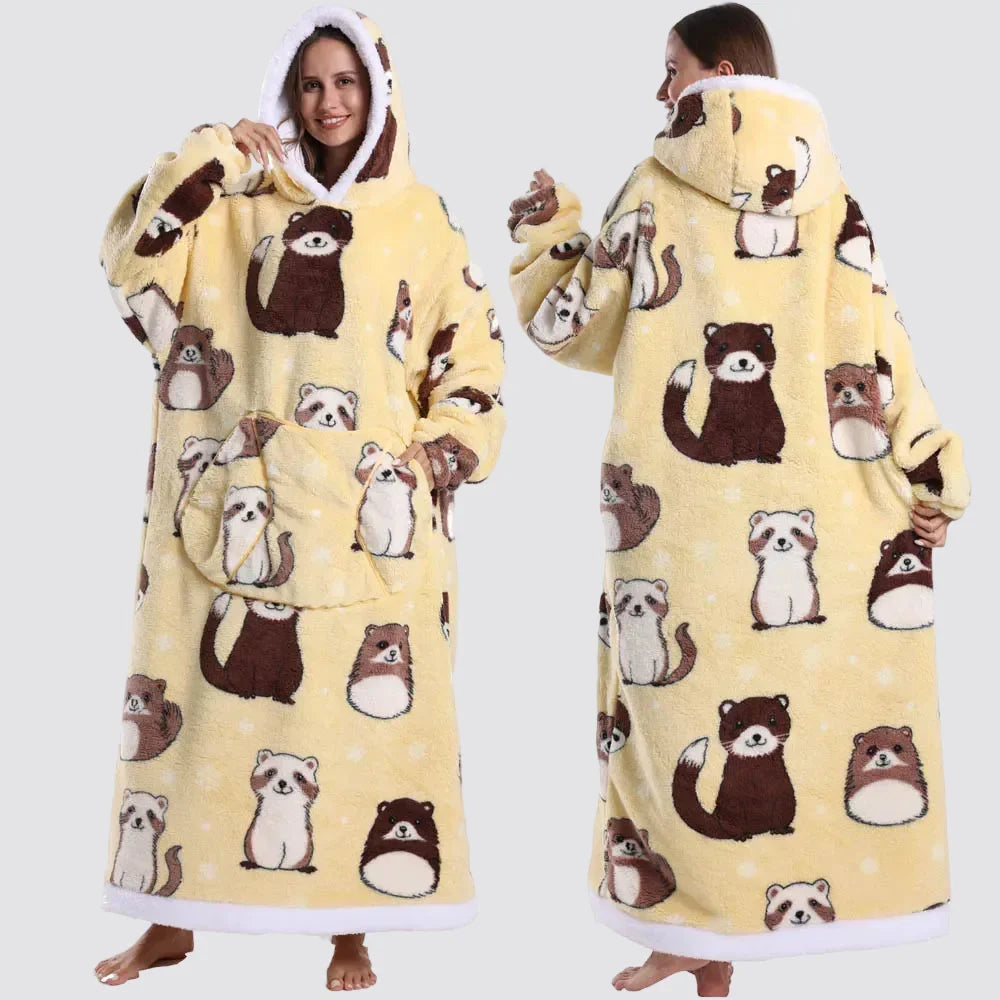 Oversized Blanket Hoodie - Wearable Hooded Blanket for Adults, Full Coverage Fit