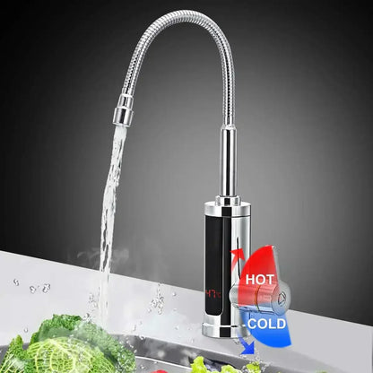 3000W Instant Electric Hot Water Tap with LED Temperature Display, Warm Water in Seconds
