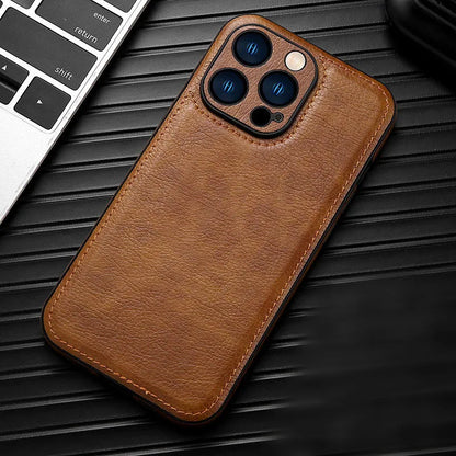 Genuine Leather iPhone Case with Shockproof Protective Core, Slim Profile and Comfortable Grip