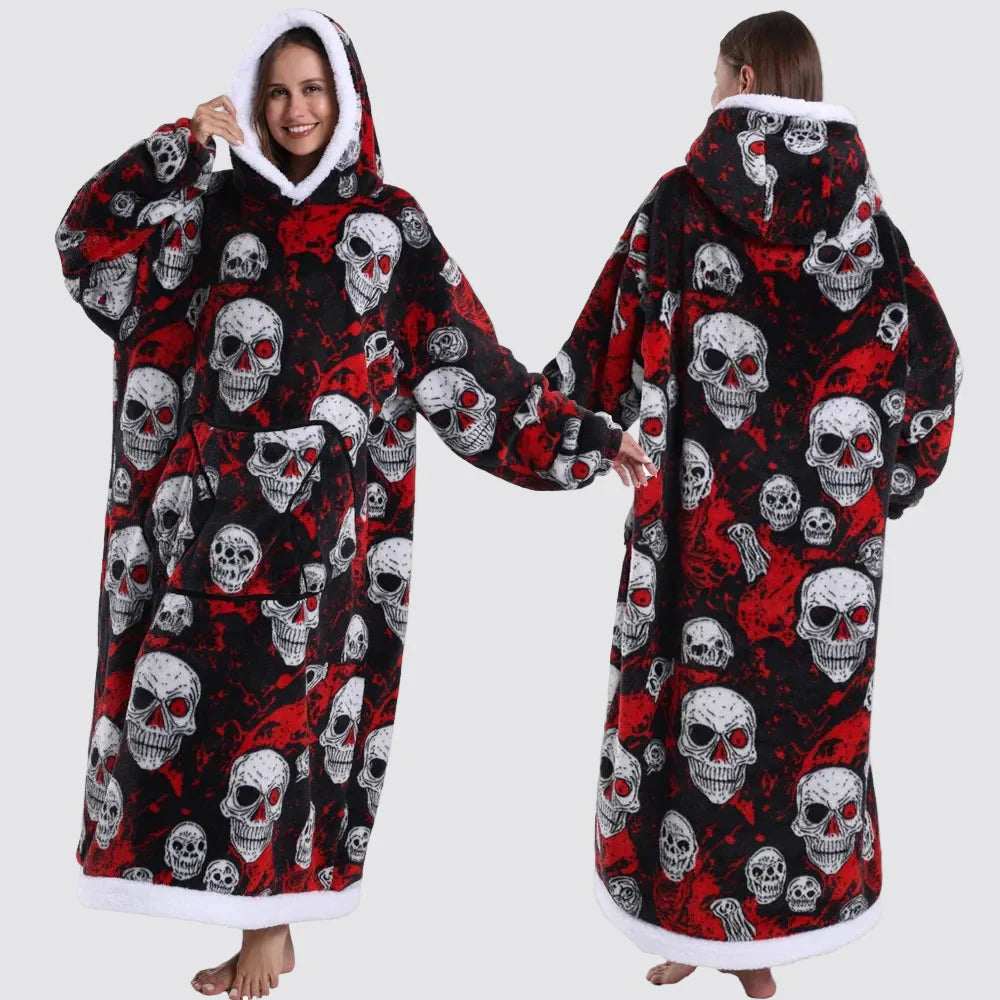 Oversized Blanket Hoodie - Wearable Hooded Blanket for Adults, Full Coverage Fit