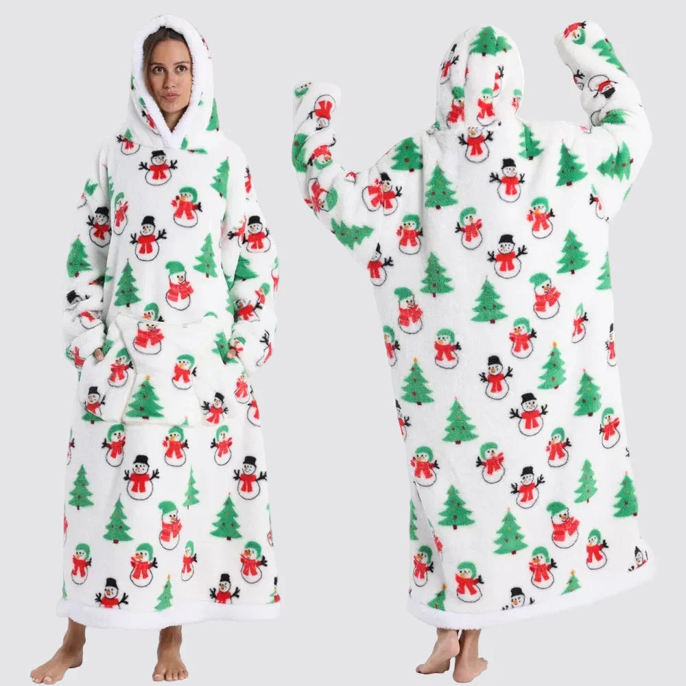 Oversized Blanket Hoodie - Wearable Hooded Blanket for Adults, Full Coverage Fit