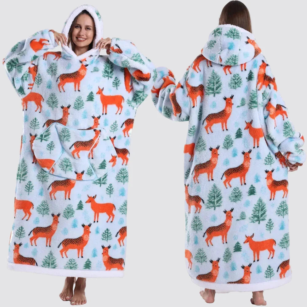 Oversized Blanket Hoodie - Wearable Hooded Blanket for Adults, Full Coverage Fit