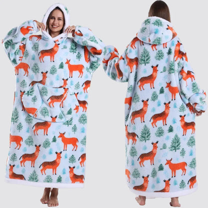 Oversized Blanket Hoodie - Wearable Hooded Blanket for Adults, Full Coverage Fit