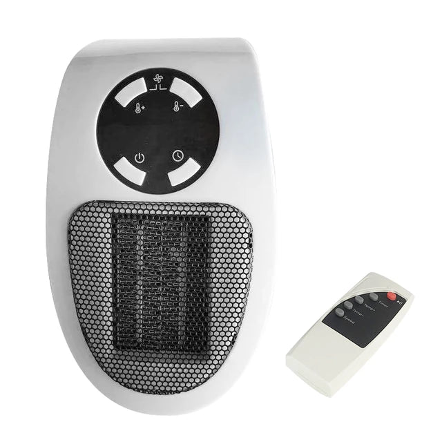 Mini Plug In Personal Space Heater 500W with Remote Control LED Display and Timer High and Low Modes