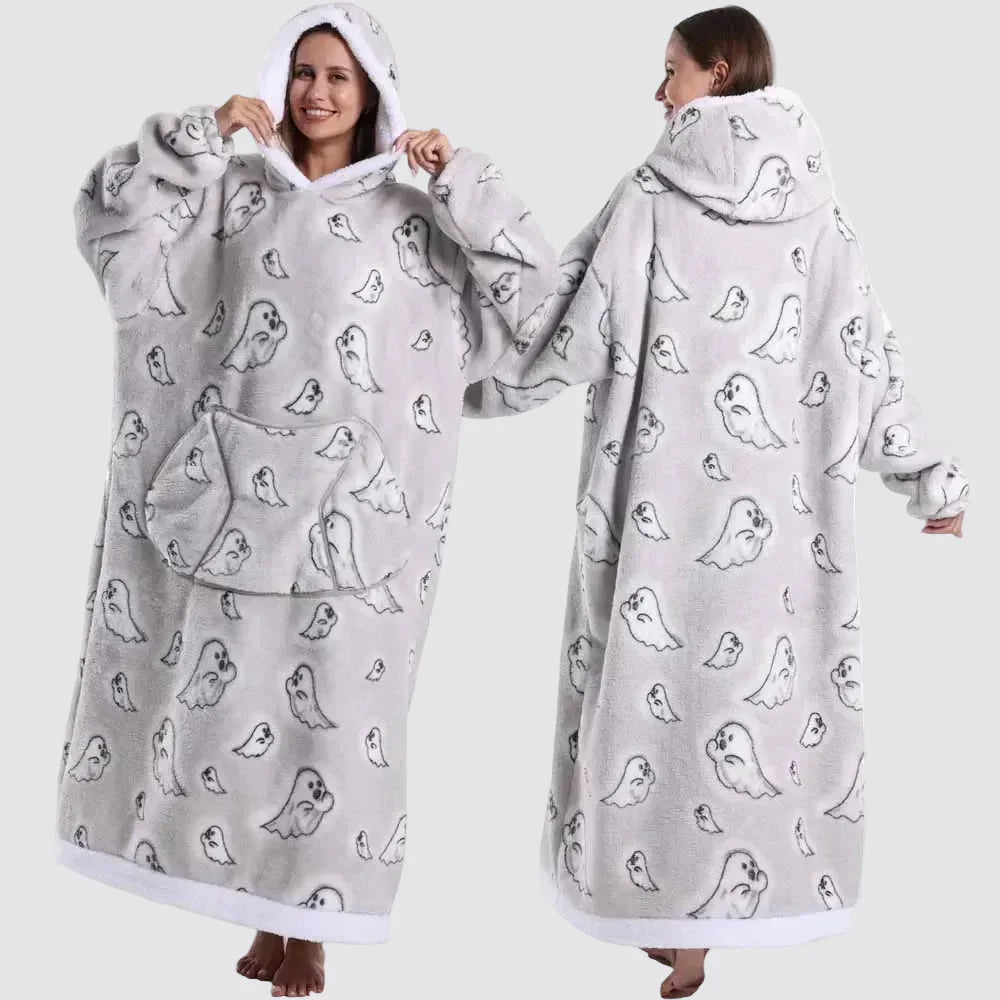 Oversized Blanket Hoodie - Wearable Hooded Blanket for Adults, Full Coverage Fit