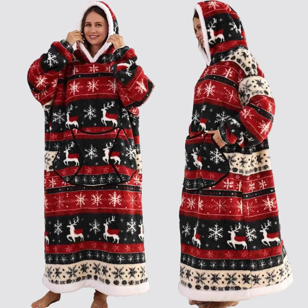 Oversized Blanket Hoodie - Wearable Hooded Blanket for Adults, Full Coverage Fit