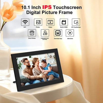 WiFi Digital Photo Frame with 25.6cm IPS Touchscreen, 32GB Storage & Auto-Rotate Slideshow