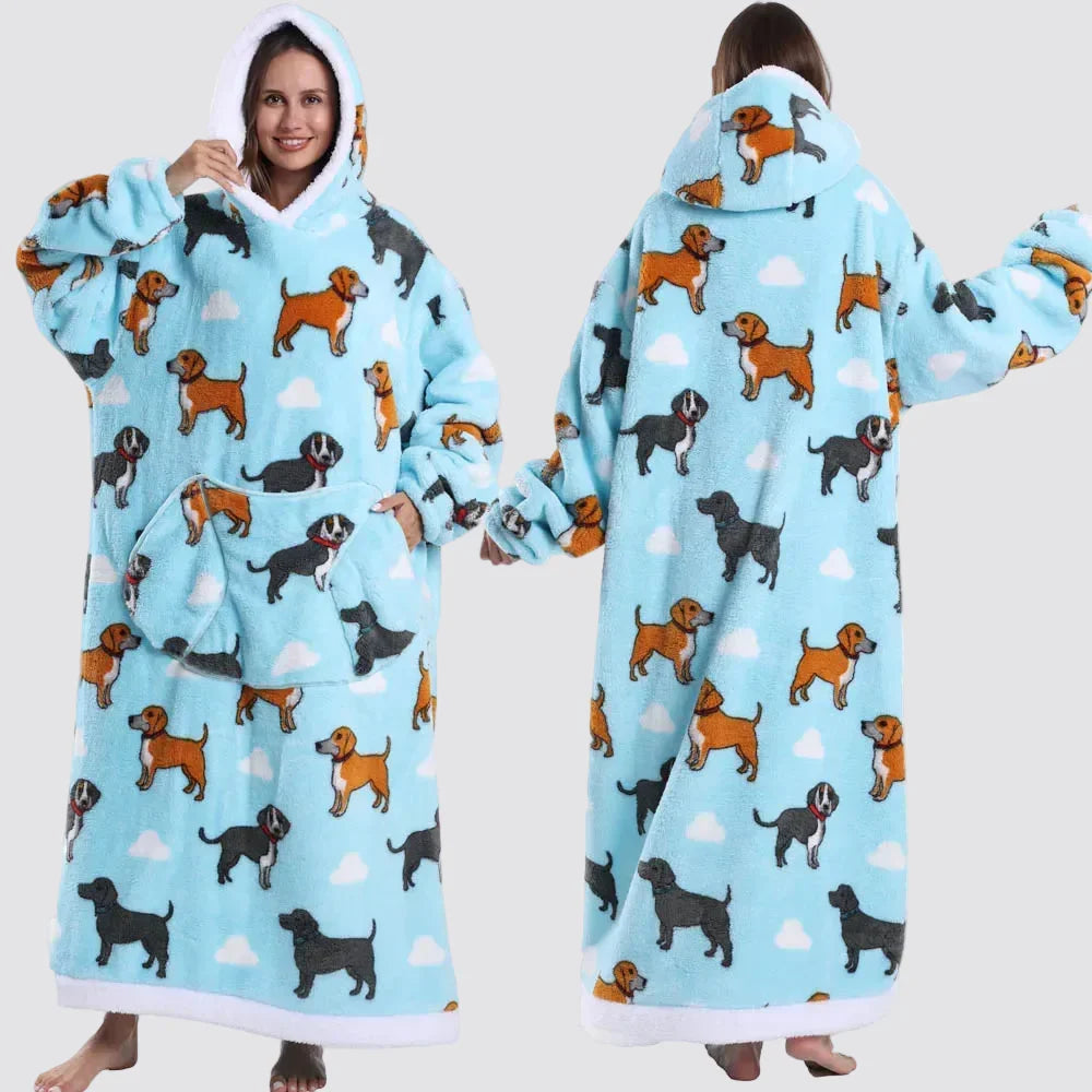 Oversized Blanket Hoodie - Wearable Hooded Blanket for Adults, Full Coverage Fit