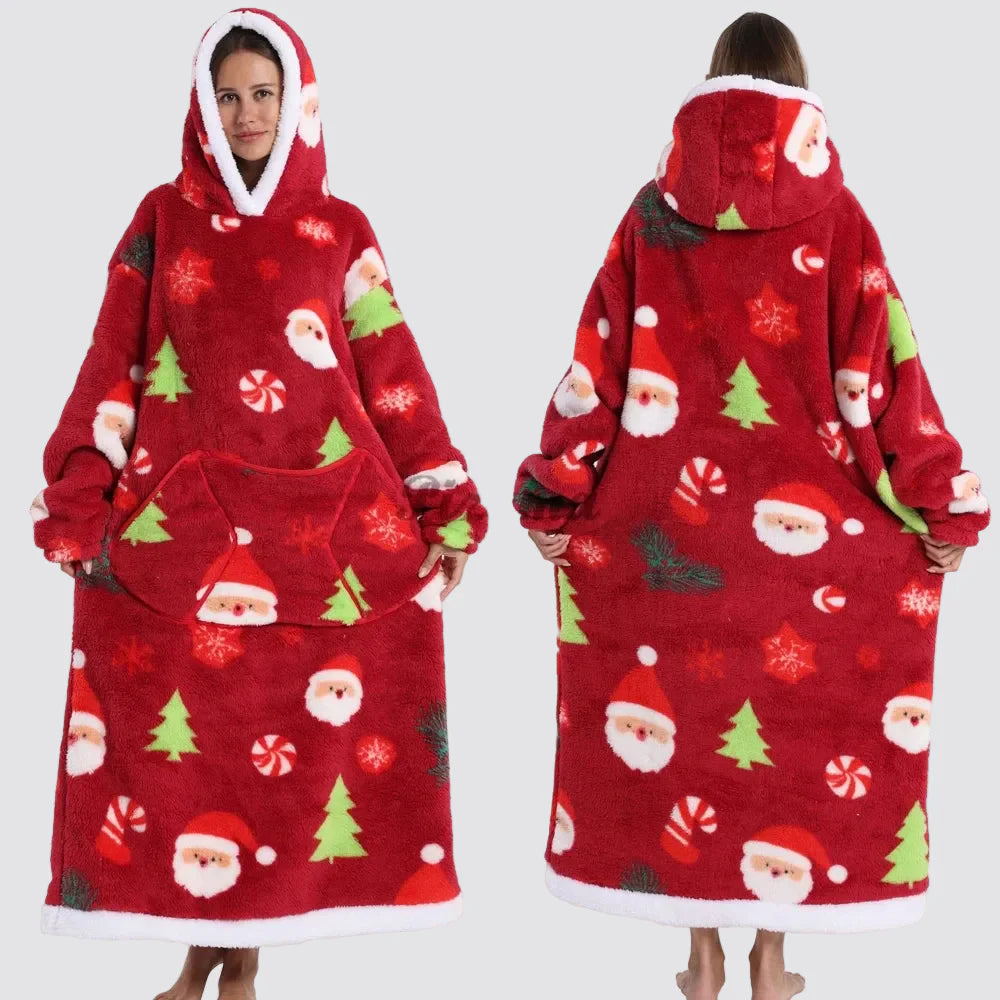 Oversized Blanket Hoodie - Wearable Hooded Blanket for Adults, Full Coverage Fit