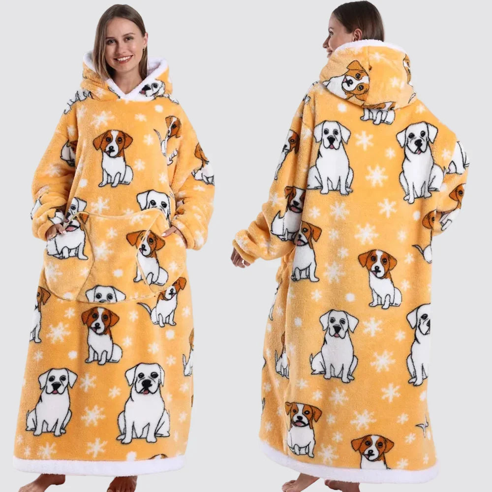 Oversized Blanket Hoodie - Wearable Hooded Blanket for Adults, Full Coverage Fit