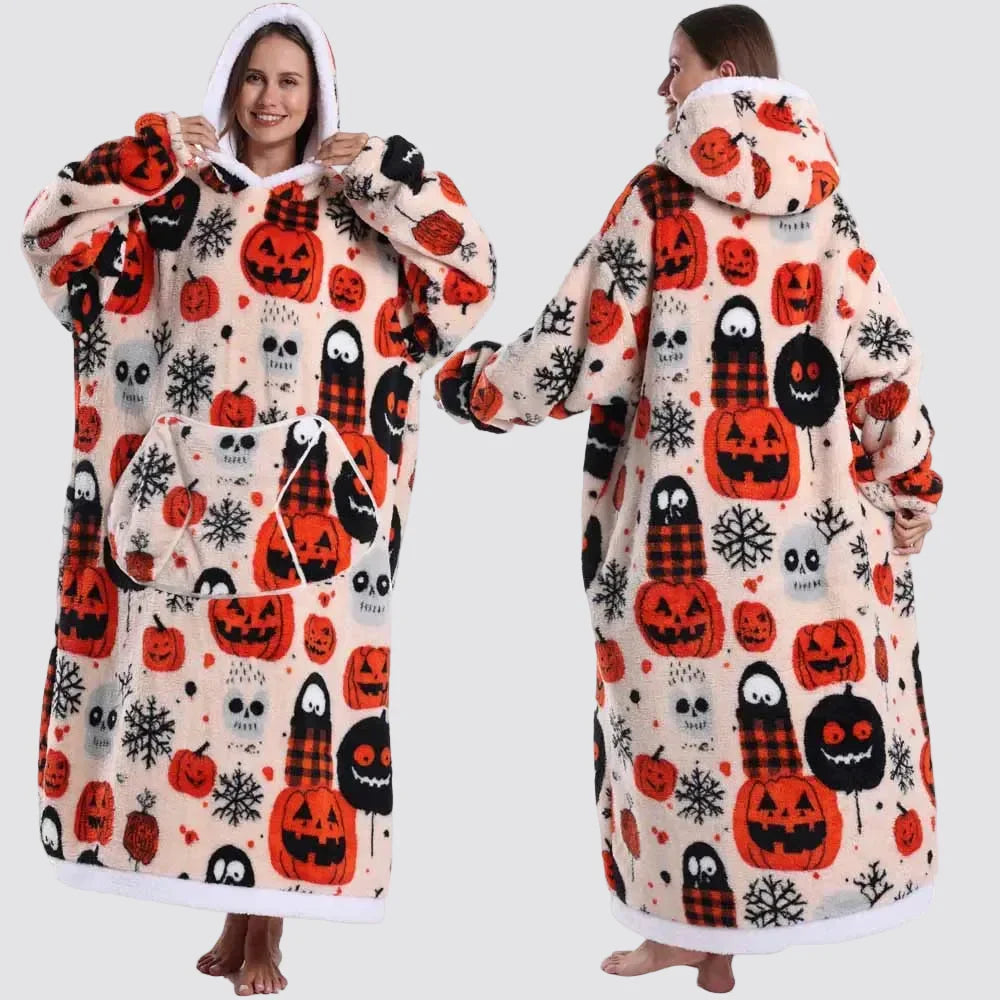 Oversized Blanket Hoodie - Wearable Hooded Blanket for Adults, Full Coverage Fit