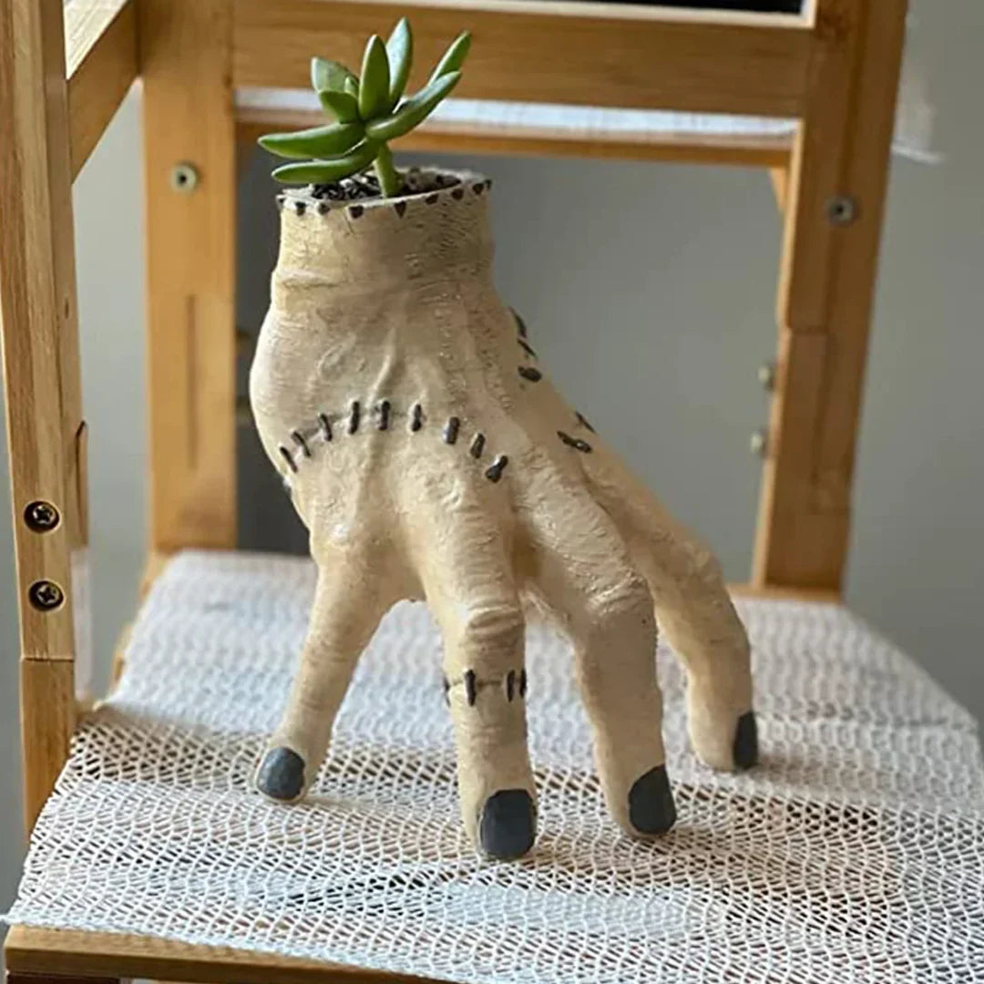 Gothic Stitched Hand Pen Holder, Resin Horror Hand Desk Organiser and Succulent Planter, Halloween