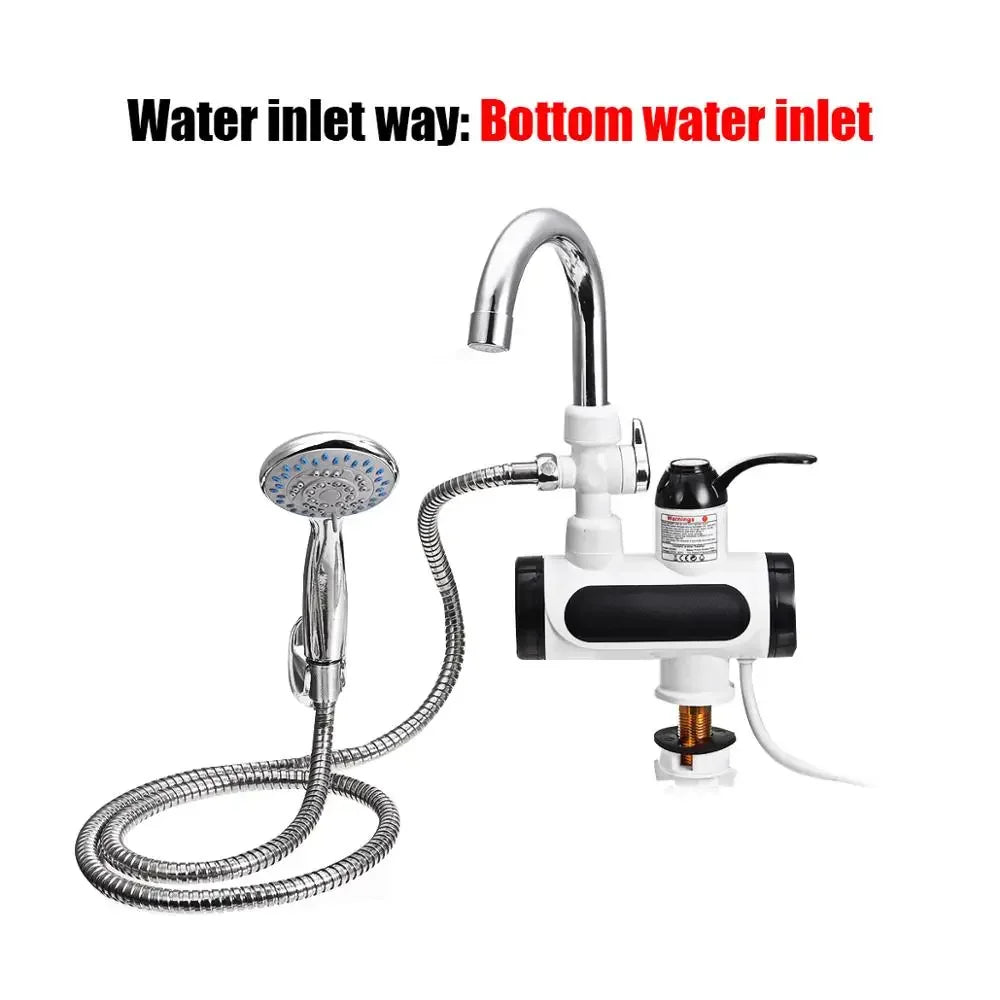 3000W Instant Electric Hot Water Tap with LED Temperature Display, Warm Water in Seconds