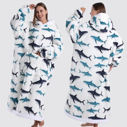 Oversized Blanket Hoodie - Wearable Hooded Blanket for Adults, Full Coverage Fit