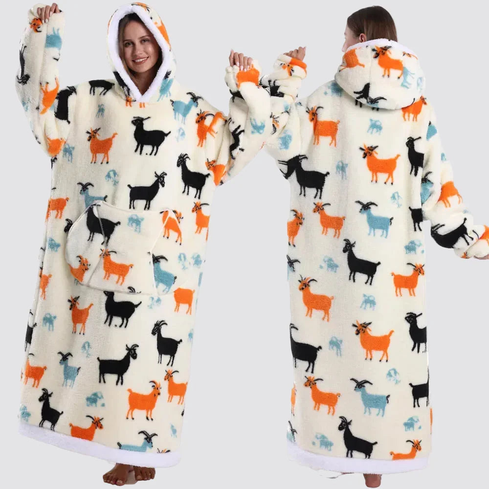 Oversized Blanket Hoodie - Wearable Hooded Blanket for Adults, Full Coverage Fit