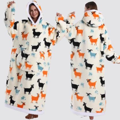 Oversized Blanket Hoodie - Wearable Hooded Blanket for Adults, Full Coverage Fit