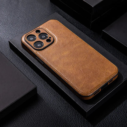 Genuine Leather iPhone Case with Shockproof Protective Core, Slim Profile and Comfortable Grip