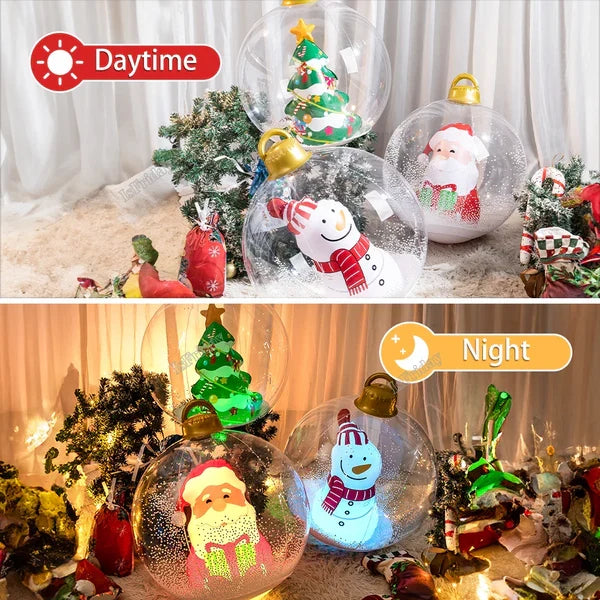 Inflatable Outdoor Christmas Ball with LED Lights Snowman Santa and Christmas Tree Yard Decoration