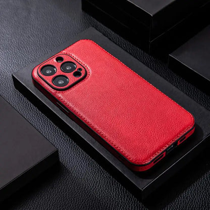 Genuine Leather iPhone Case with Shockproof Protective Core, Slim Profile and Comfortable Grip