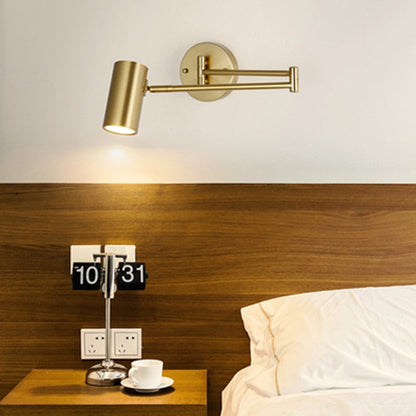 Modern LED Wall Light with Adjustable Swing Arm and Touch Switch, Iron Bedside Lamp, Black or Gold