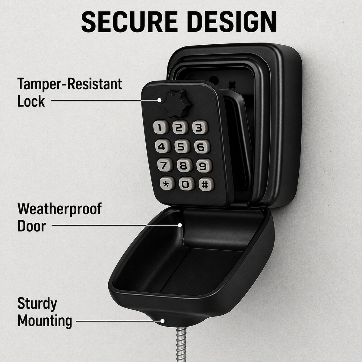 Weatherproof Metal Key Safe with Adjustable Combination Lock, Wall-Mounted Design