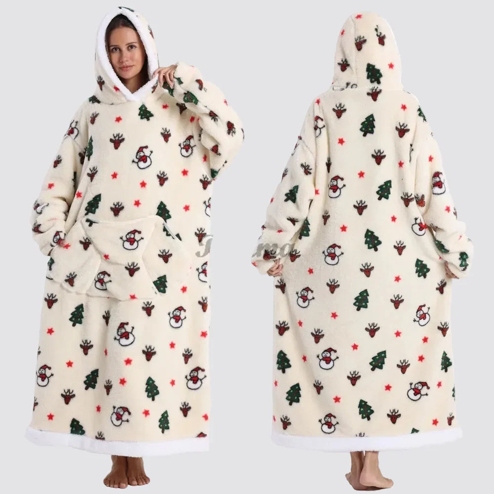 Oversized Blanket Hoodie - Wearable Hooded Blanket for Adults, Full Coverage Fit
