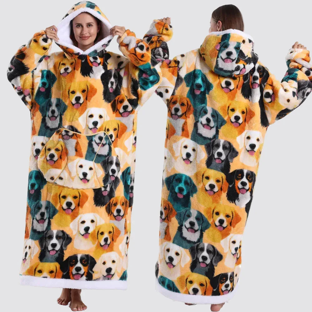 Oversized Blanket Hoodie - Wearable Hooded Blanket for Adults, Full Coverage Fit