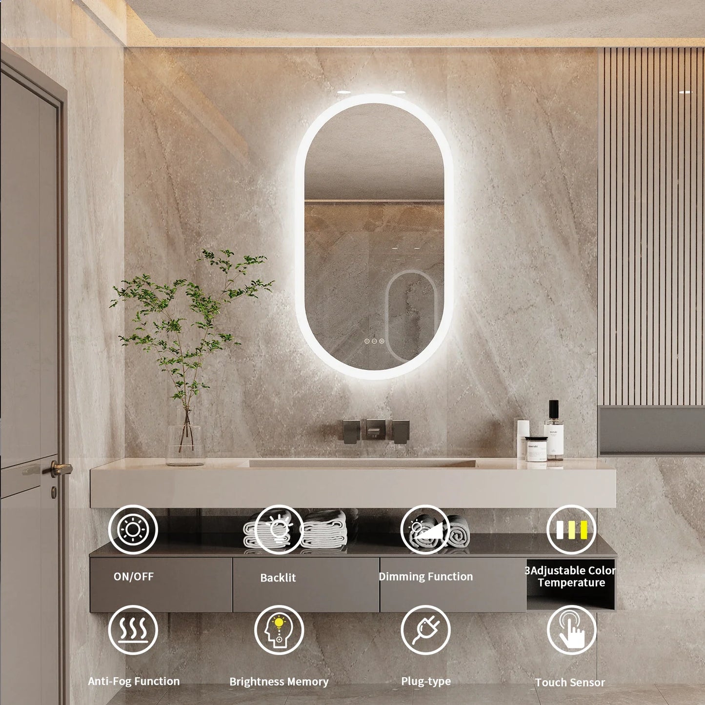 Oval LED Bathroom Mirror