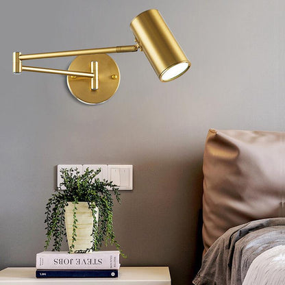 Modern LED Wall Light with Adjustable Swing Arm and Touch Switch, Iron Bedside Lamp, Black or Gold