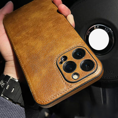 Genuine Leather iPhone Case with Shockproof Protective Core, Slim Profile and Comfortable Grip