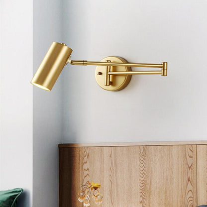 Modern LED Wall Light with Adjustable Swing Arm and Touch Switch, Iron Bedside Lamp, Black or Gold
