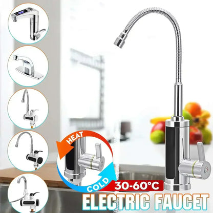 3000W Instant Electric Hot Water Tap with LED Temperature Display, Warm Water in Seconds