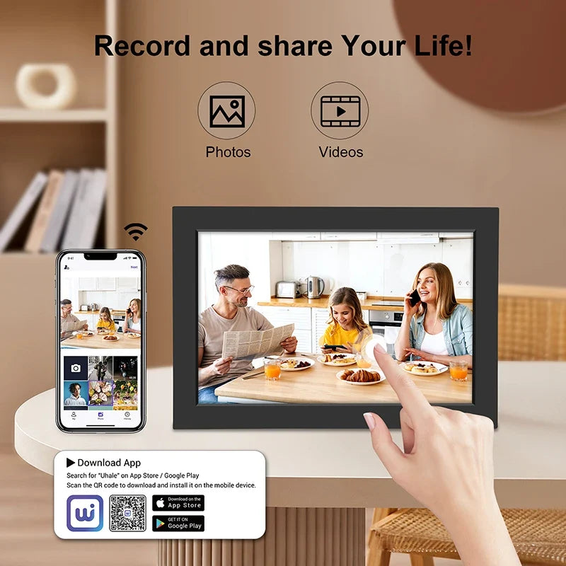 WiFi Digital Photo Frame with 25.6cm IPS Touchscreen, 32GB Storage & Auto-Rotate Slideshow