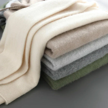 Men's Wool and Cashmere Blend Knit Jumper, Soft Warm Long Sleeve Pullover for Casual and Smart Wear