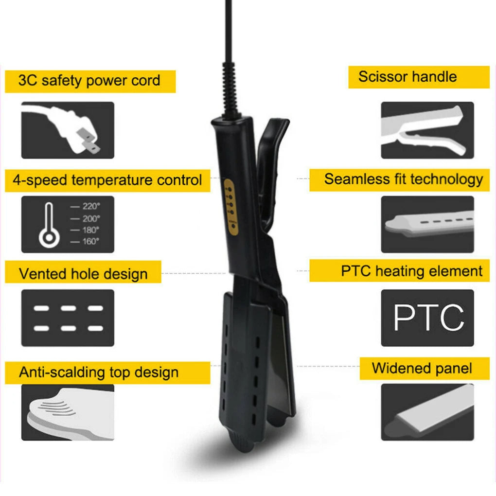 Hair Straightener with PTC Heating Ventilated Plates 15 Second Heat Up Scissor Handle Frizz Control