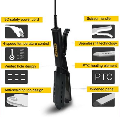 Hair Straightener with PTC Heating Ventilated Plates 15 Second Heat Up Scissor Handle Frizz Control
