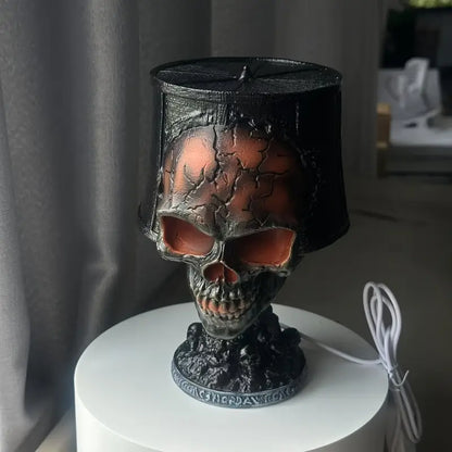 Skull Lava Lamp with On/Off Switch, Gothic Resin Ambient Desk Lamp with Red and Orange Lava Glow