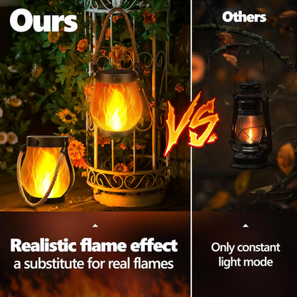 Solar Garden Lantern with Realistic Flame Effect and USB-C Backup Charging Option