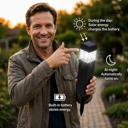Solar LED Ground Lights with Automatic Dusk Sensor for Garden Paths and Driveways