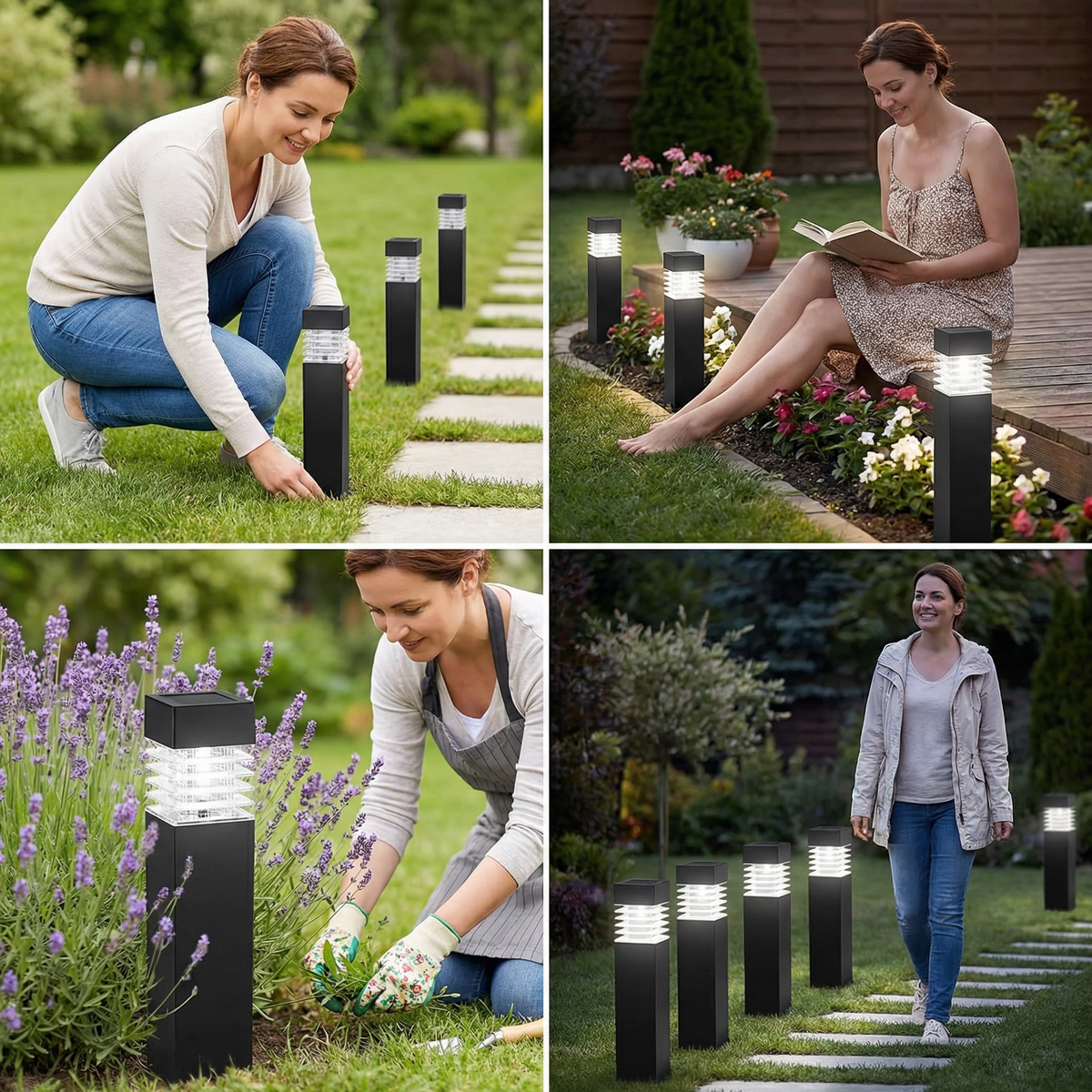 Solar LED Ground Lights with Automatic Dusk Sensor for Garden Paths and Driveways