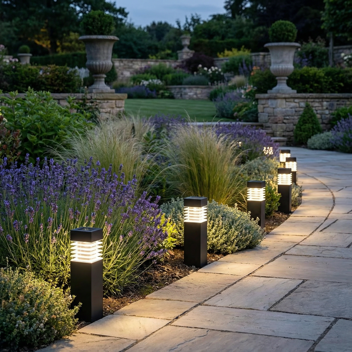 Solar LED Ground Lights with Automatic Dusk Sensor for Garden Paths and Driveways